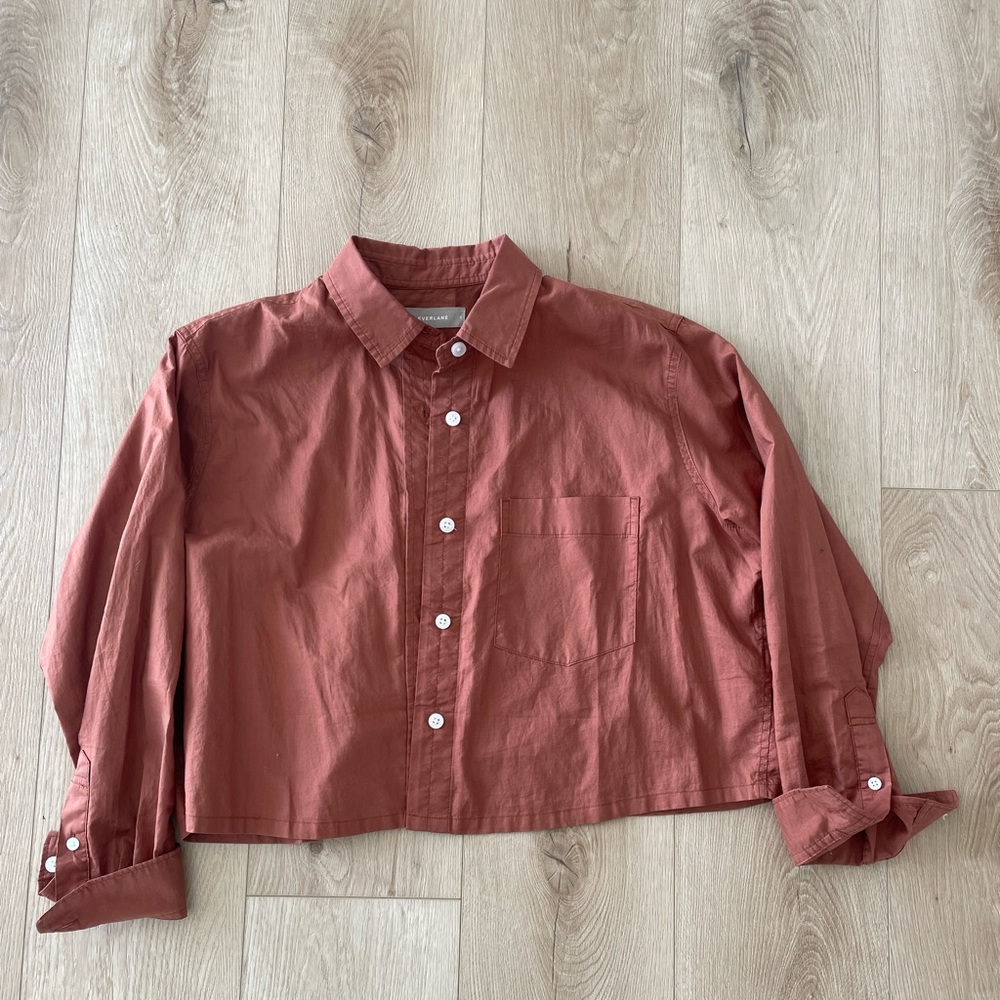 Everlane Way Short Shirt in Terra Cotta Color